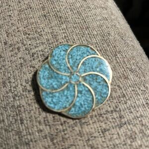 Elegant Gold and Blue Floral Brooch
